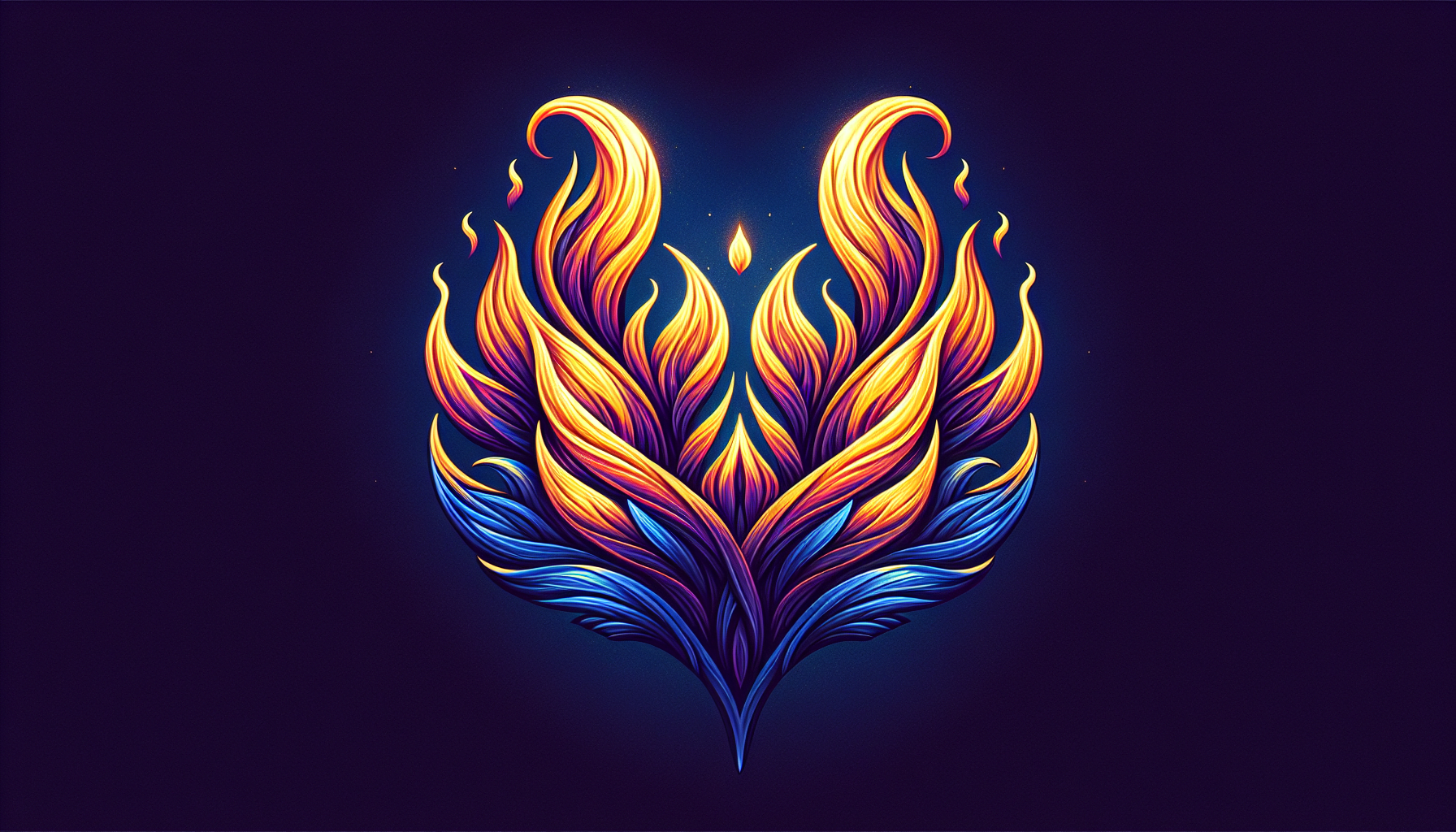 Stylized digital artwork of a vibrant, colorful phoenix with its wings spread, set against a dark background.